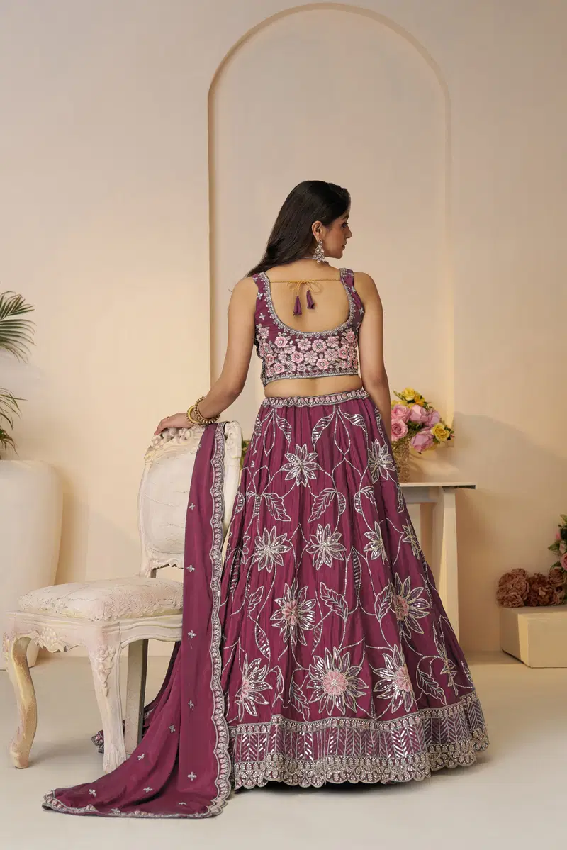 Kf 28 Pink Satin Silk Sequin Work Bridal Lehenga Best Wholesale Shop In Surat